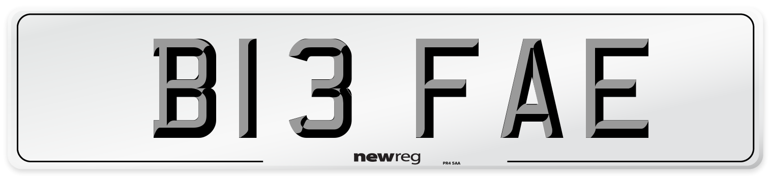 B13 FAE Number Plate from New Reg